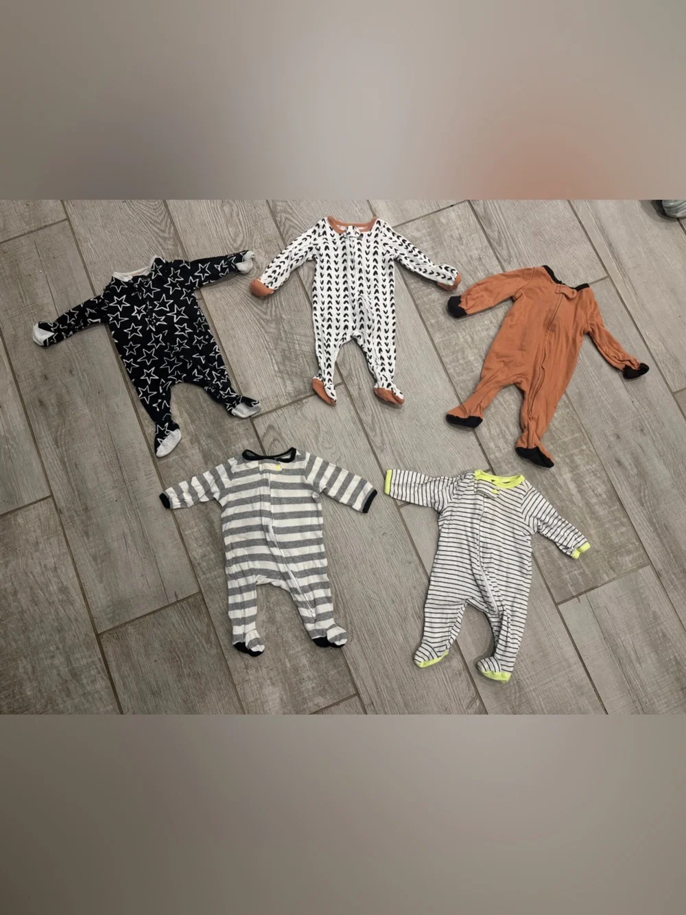 Newborn baby footed sleepers bundle ( 5 total)